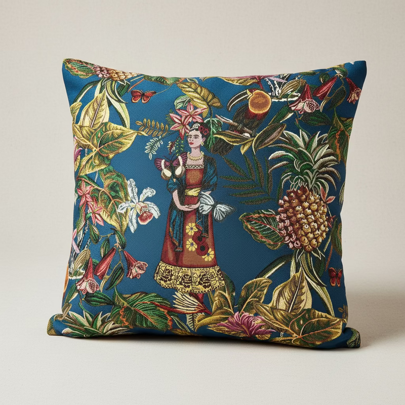 pannello in tessuto jacquard cm. 47 x 47 "Tijuana" fondo blu