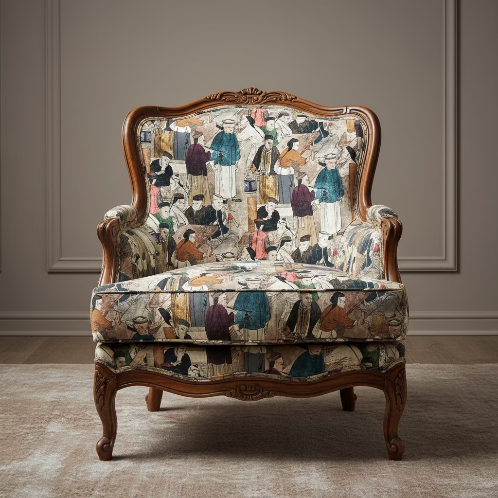 tessuto arredo in cotone stampato alt.280 cm.  "tea room"