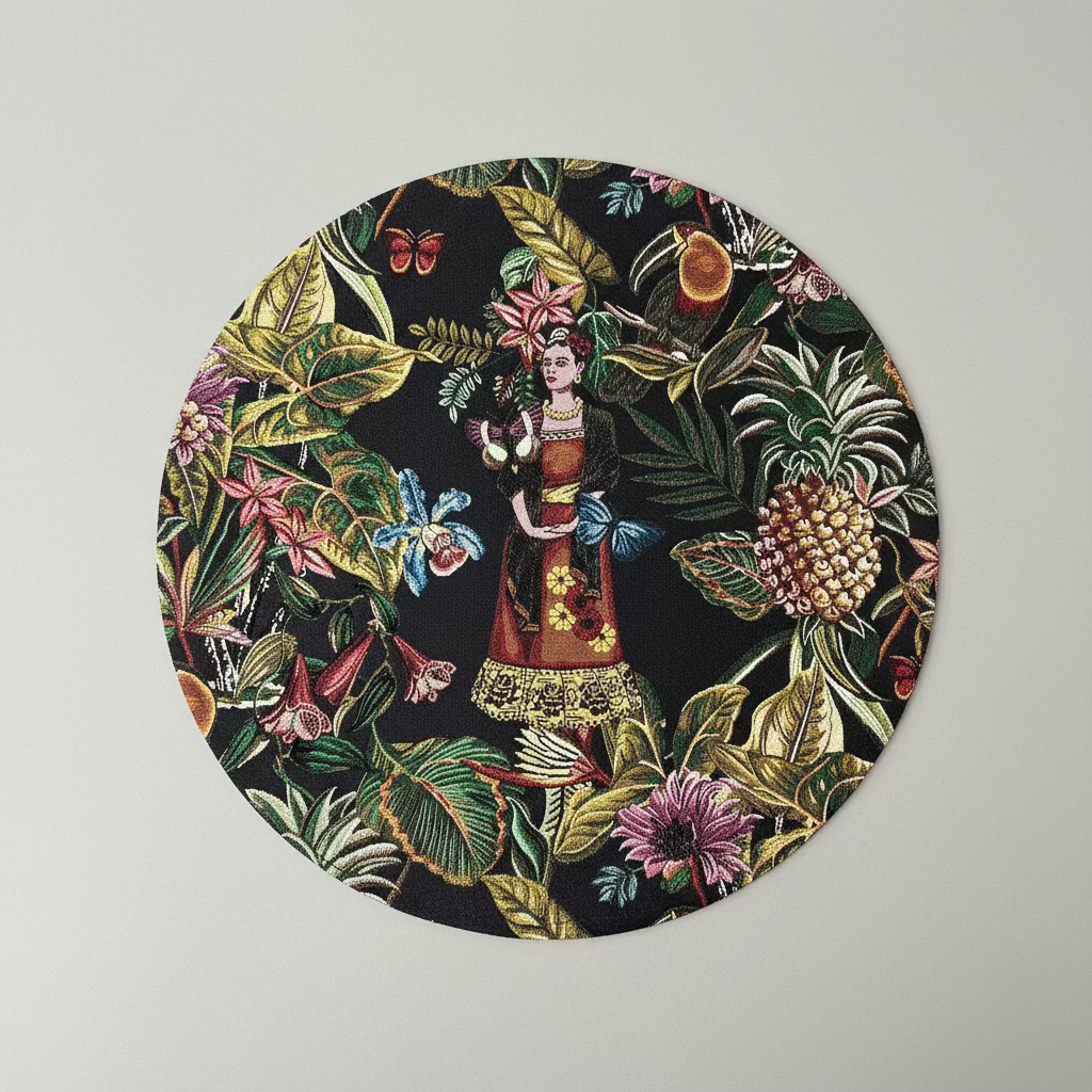 pannello tessuto jacquard cm. 47 x 47 "Tijuana" fondo nero