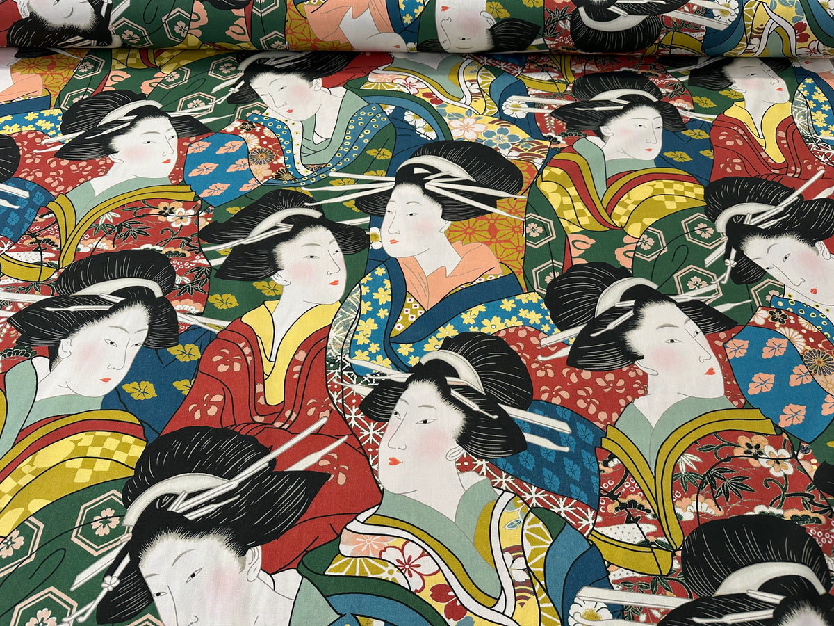 Printed cotton furnishing fabric, 280 cm high. "Geisha"