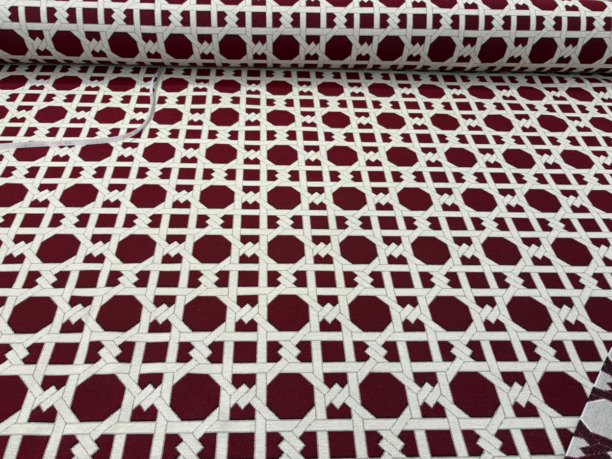 Tessuto arredo jacquard reversibile jacquard "Cannage" bordò