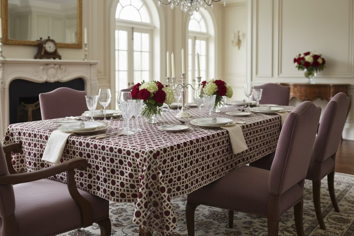 Tessuto arredo jacquard reversibile jacquard "Cannage" bordò