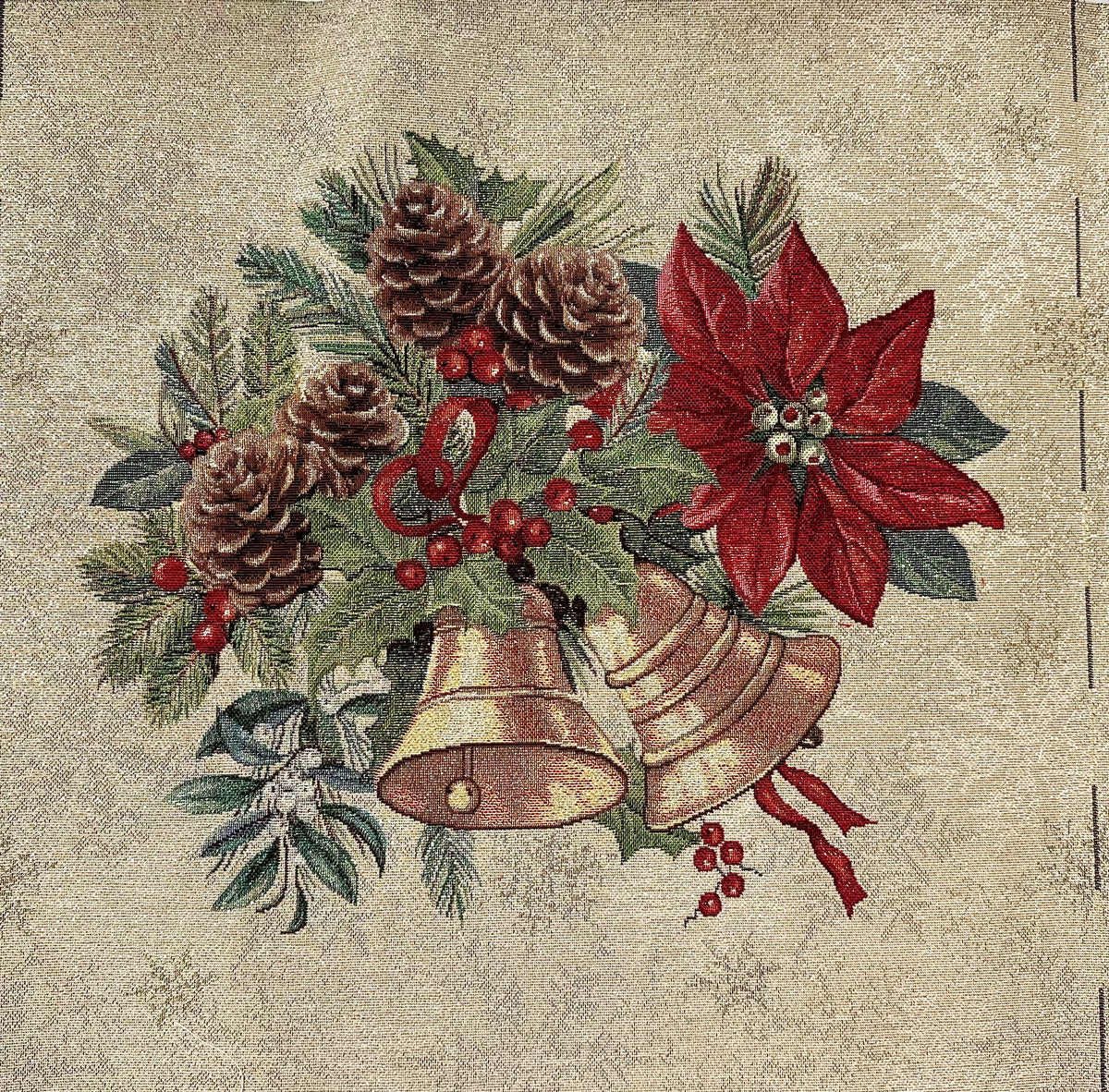 Panel navideño Gobelino 47 x 47 cm "Campanas" lurex