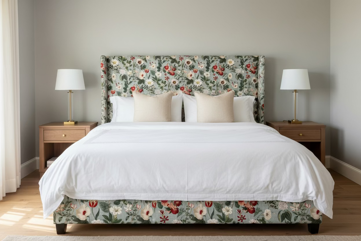 tessuto arredo in cotone stampato larghezza 280 cm. "Botany" gris