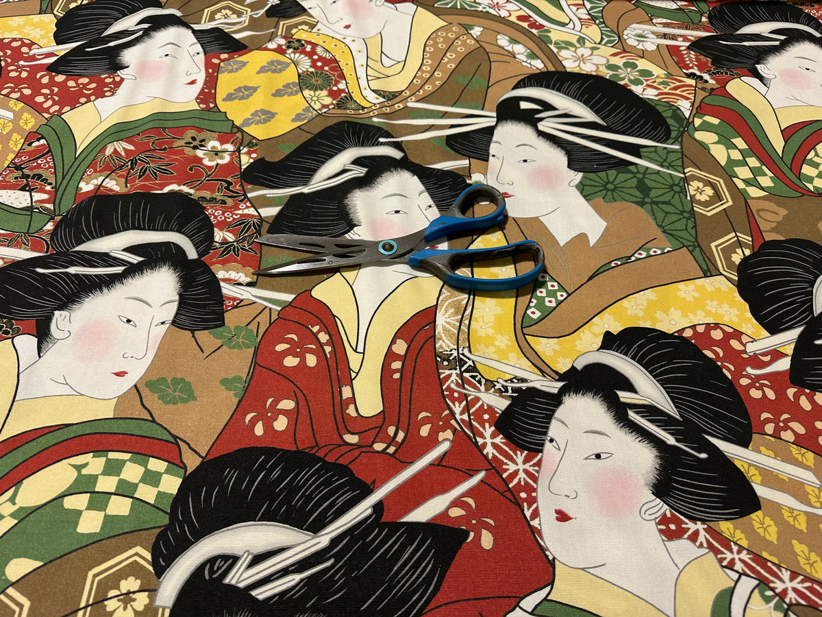 Printed cotton furnishing fabric, 280 cm high. "Geisha"