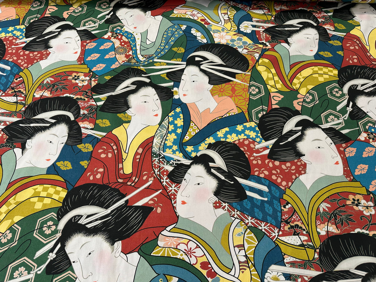 Printed cotton furnishing fabric, 280 cm high. "Geisha"