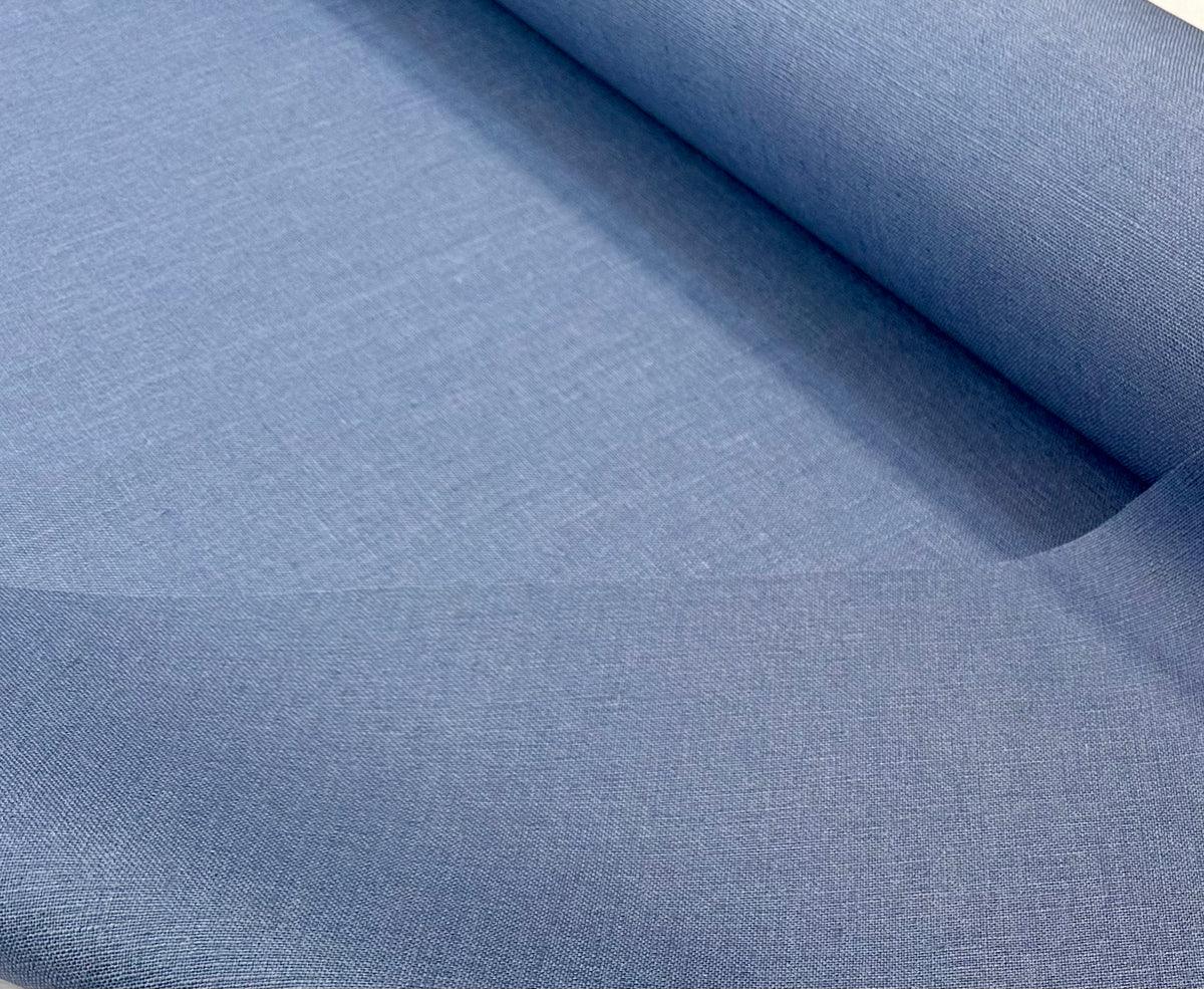 "Blue" stain-resistant resin-coated linen fabric