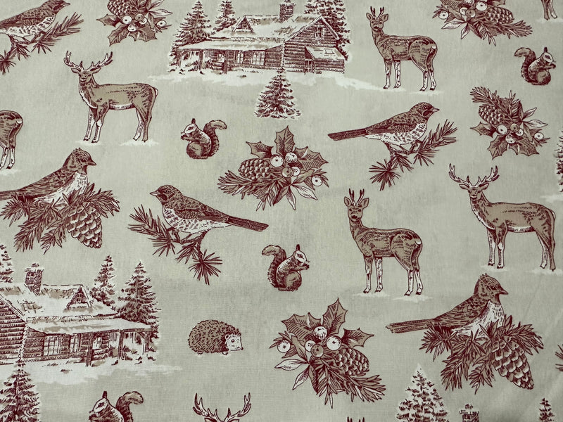 Christmas decor fabric in printed cotton height. 280 cm. "Ledro"