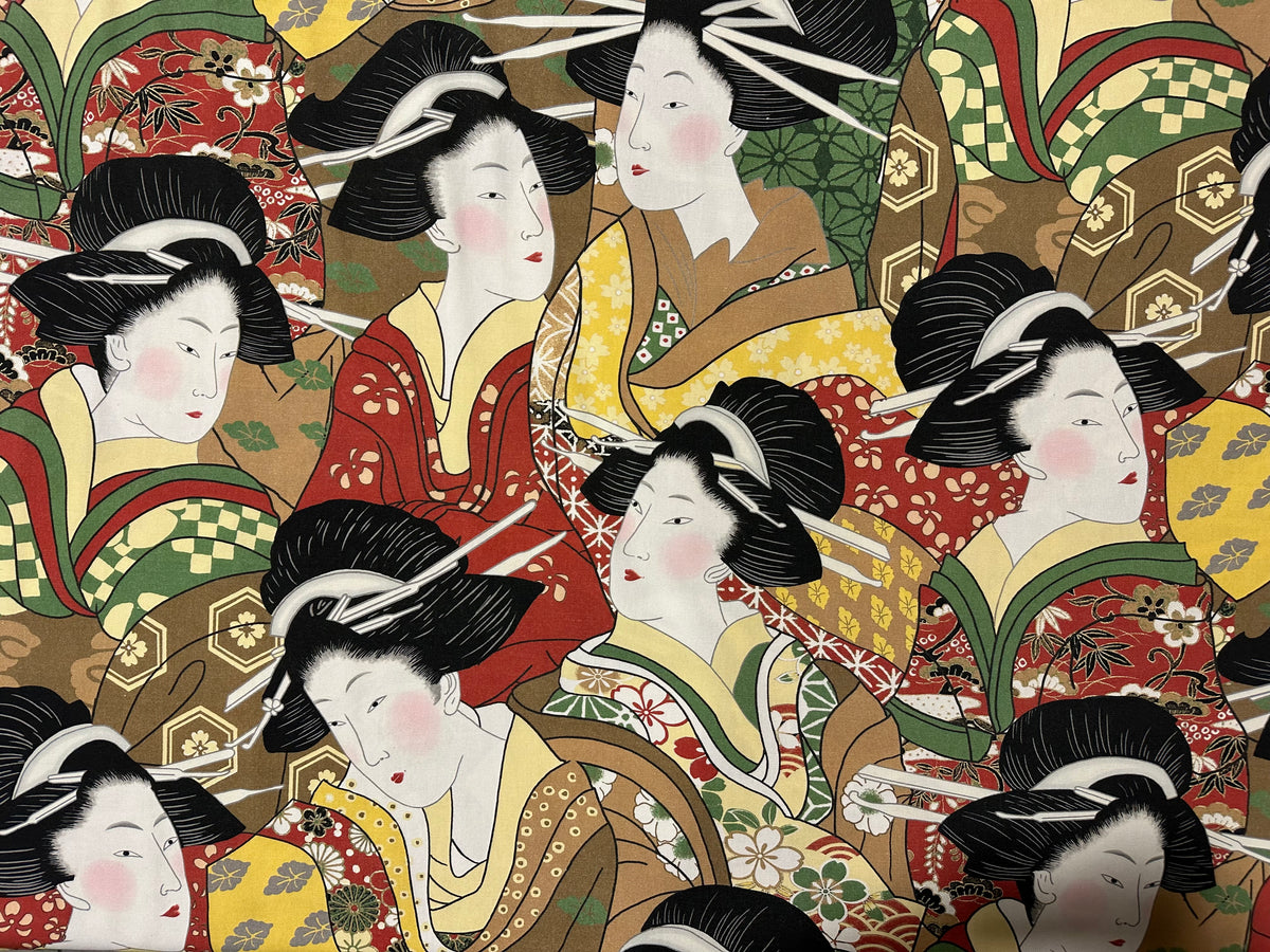 Printed cotton furnishing fabric, 280 cm high. "Geisha"