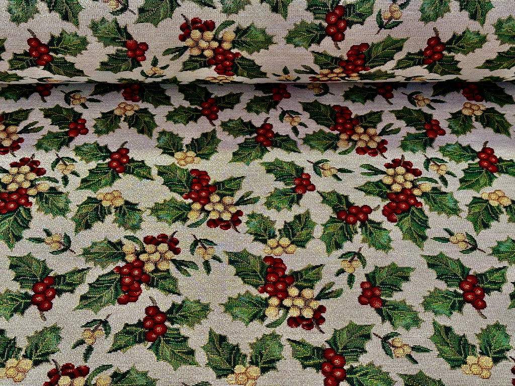Christmas gobelin furnishing fabric "lurex mistletoe"