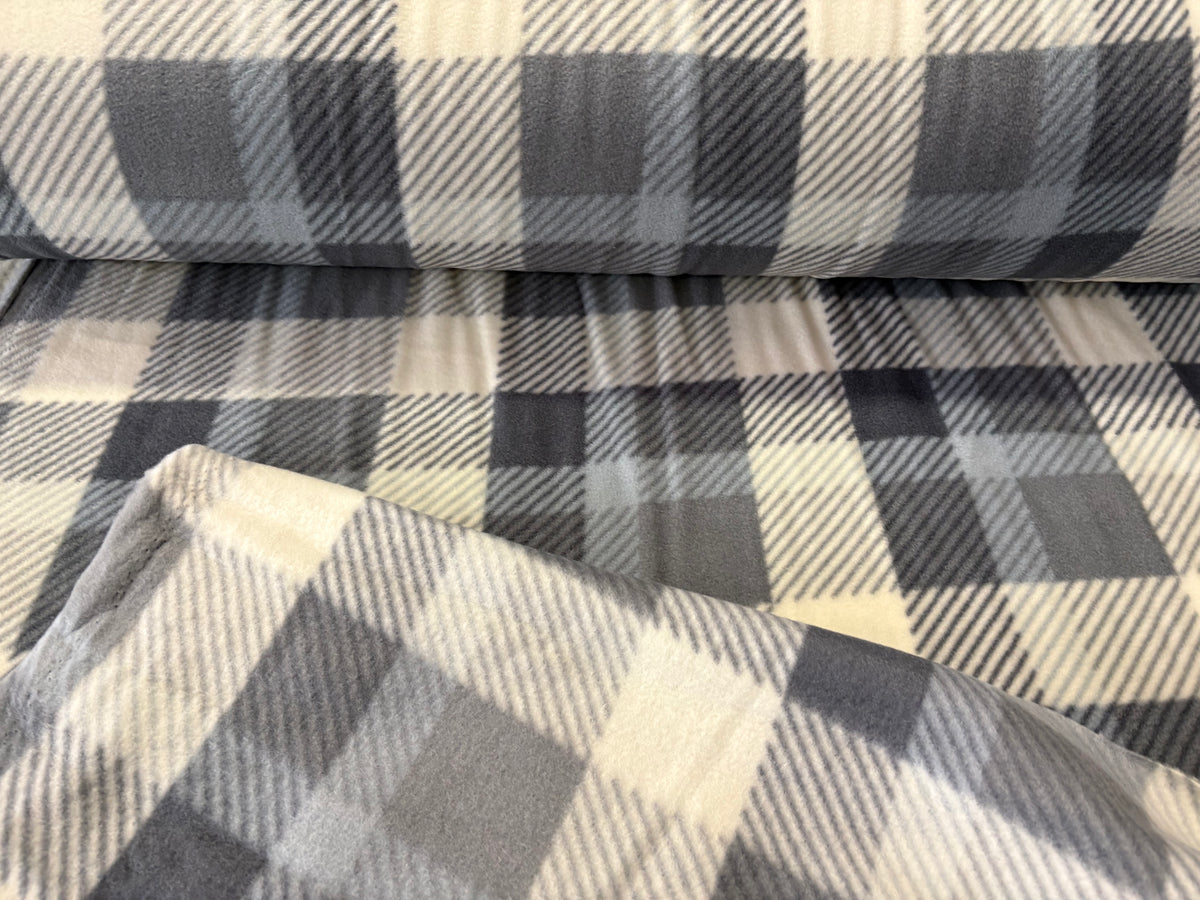 Tessuto pile scozzese grigio