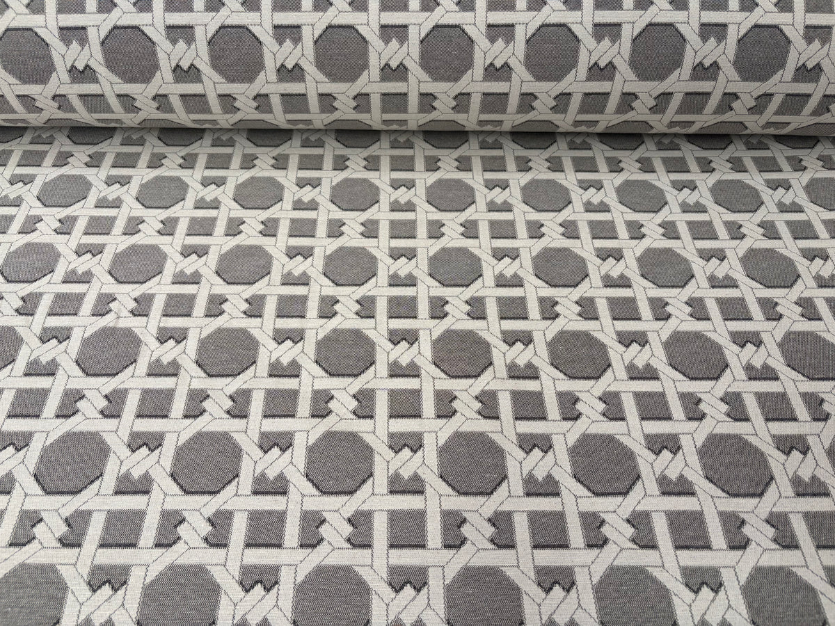 Tessuto arredo jacquard "Cannage" grigio reverse