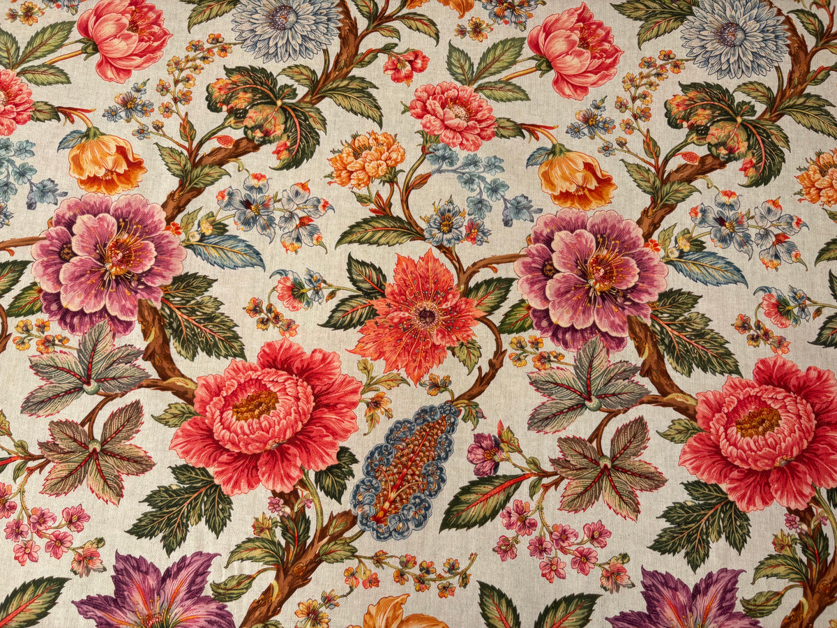 Tessuto arredo in cotone stampato alt. 280 cm. "Floral"