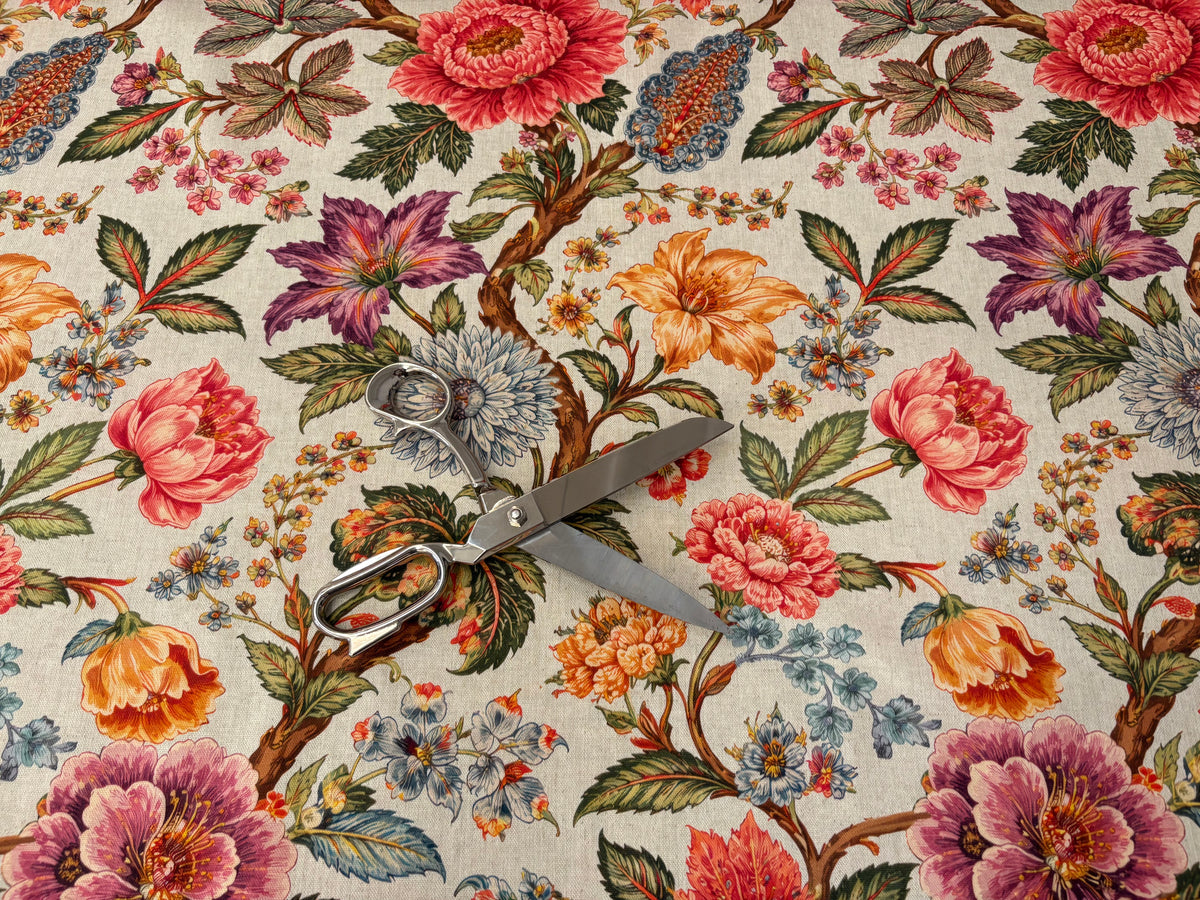 Tessuto arredo in cotone stampato alt. 280 cm. "Floral"
