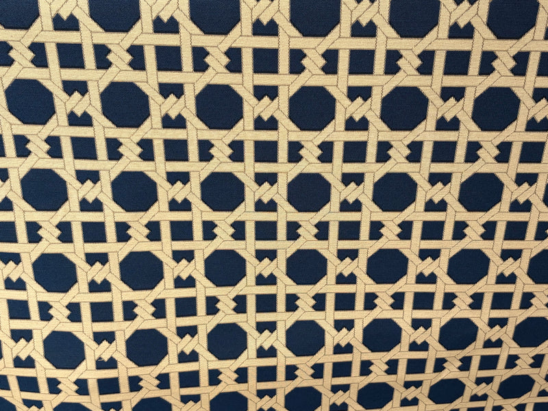 Tessuto arredo jacquard "Cannage" blu reverse