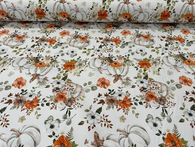Tessuto arredo in cotone stampato alt. 320 cm. "Zucche" - letele.it tessuti arredo