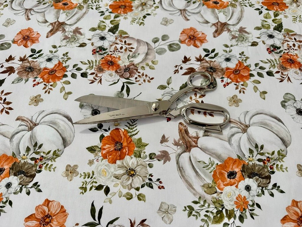 Tessuto arredo in cotone stampato alt. 320 cm. "Zucche" - letele.it tessuti arredo