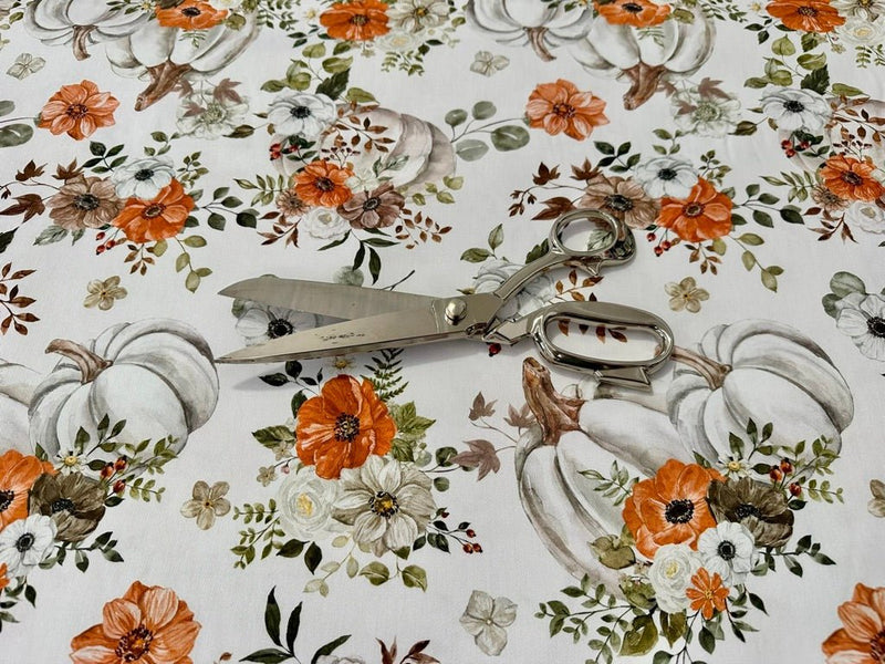 Tessuto arredo in cotone stampato alt. 320 cm. "Zucche" - letele.it tessuti arredo