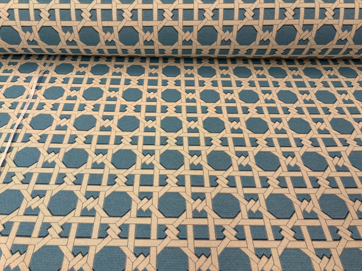 Tessuto arredo jacquard "Cannage" azzurro reverse - letele.it tessuti arredo