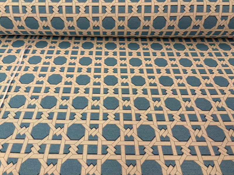 Tessuto arredo jacquard "Cannage" azzurro reverse - letele.it tessuti arredo