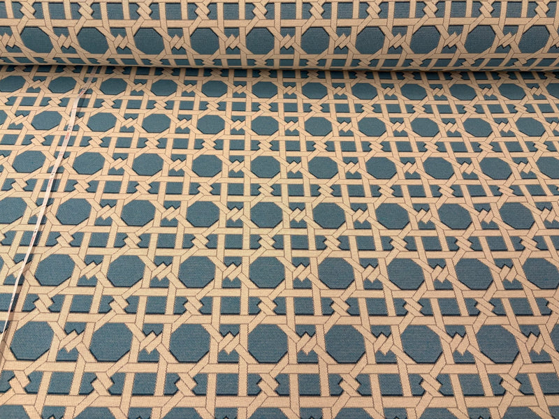 Tessuto arredo jacquard "Cannage" azzurro reverse - letele.it tessuti arredo