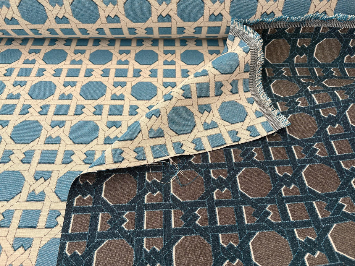 Tessuto arredo jacquard "Cannage" azzurro reverse - letele.it tessuti arredo