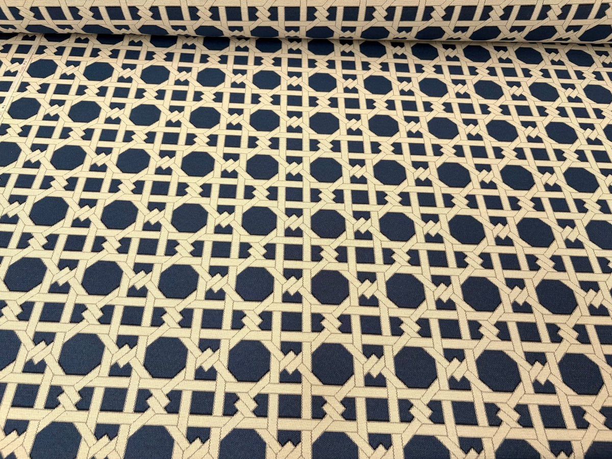 Tessuto arredo jacquard "Cannage" blu reverse - letele.it tessuti arredo