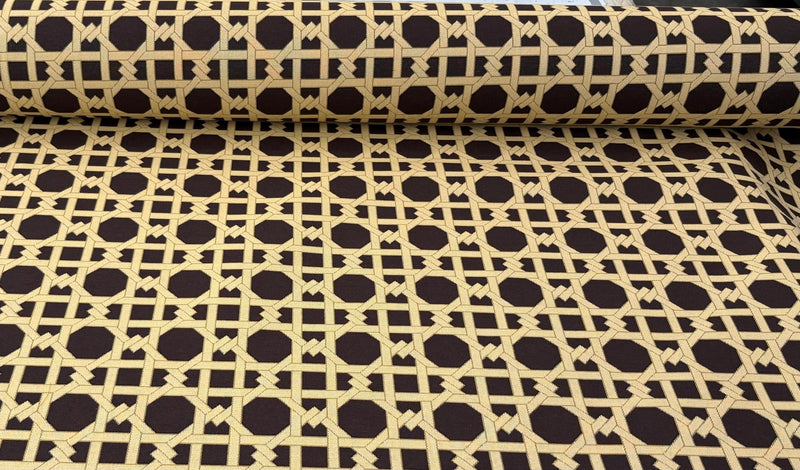 Tessuto arredo jacquard "Cannage" marrone/giallo reverse - letele.it tessuti arredo