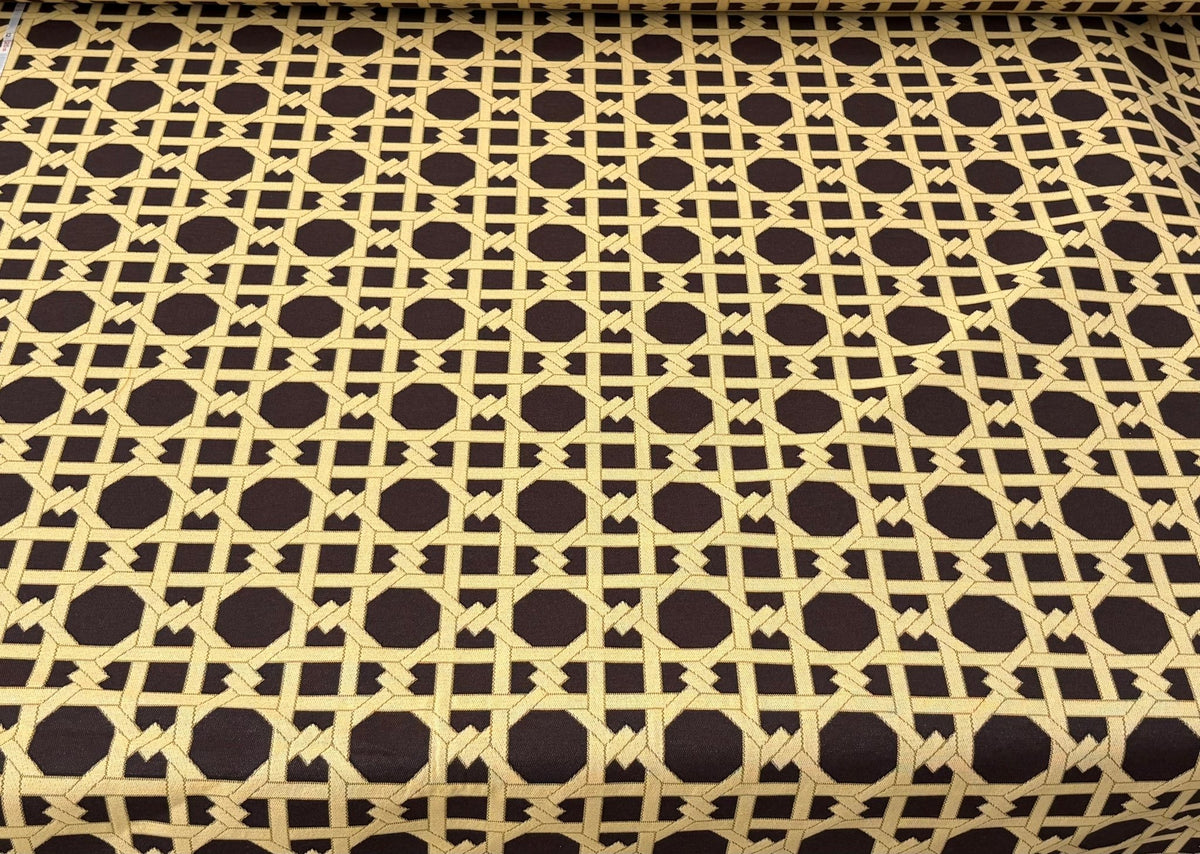 Tessuto arredo jacquard "Cannage" marrone/giallo reverse - letele.it tessuti arredo