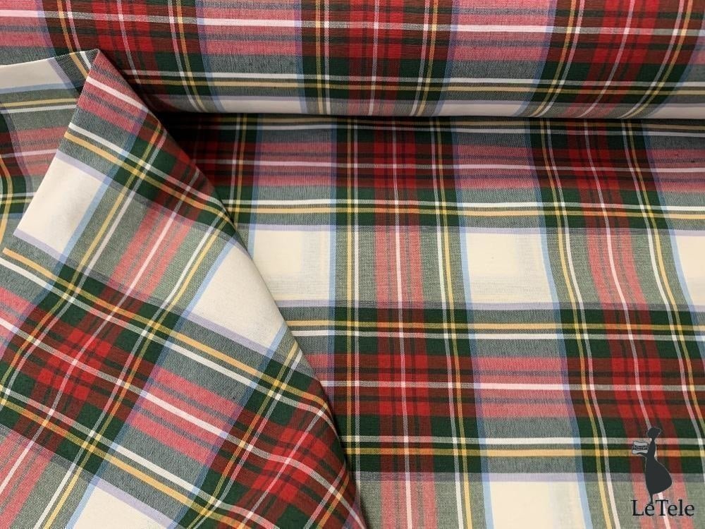 tessuto arredo altezza 280 cm. "tartan" bianco/rosso - letele.it tessuti arredo