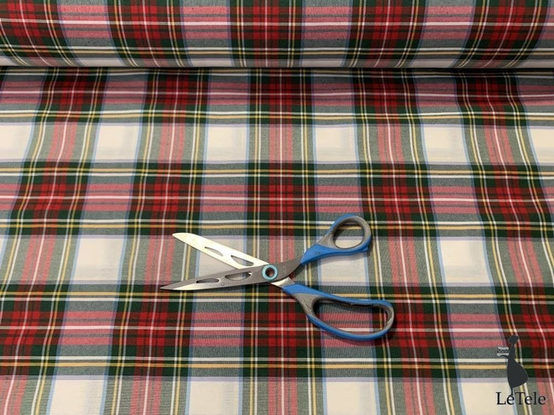 tessuto arredo altezza 280 cm. "tartan" bianco/rosso - letele.it tessuti arredo