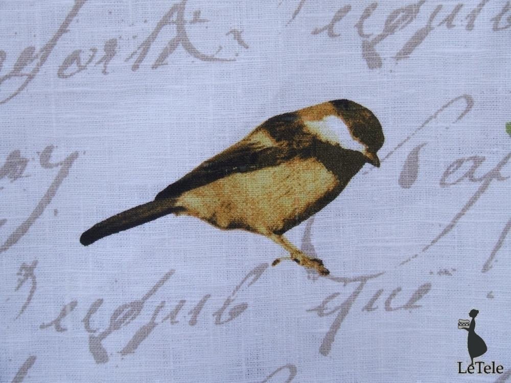 tessuto arredo francese in lino stampato "oiseaux blanc" - letele.it tessuti arredo