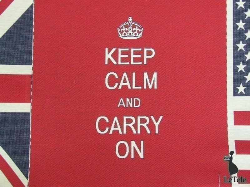 tessuto arredo gobelin cuscino/shopper "keep calm and carry on" 47x47 - letele.it tessuti arredo