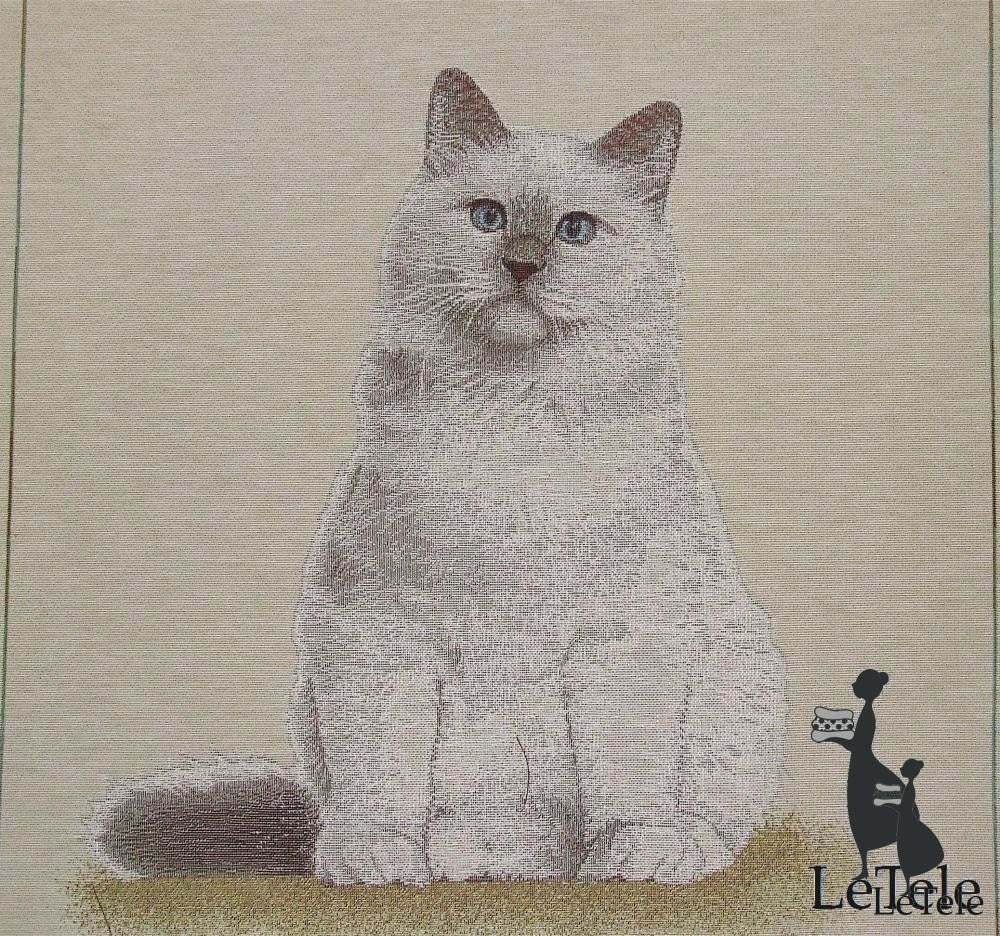 tessuto arredo in gobelin cuscini/shopper cm 47X47 "gatto bianco" - letele.it tessuti arredo