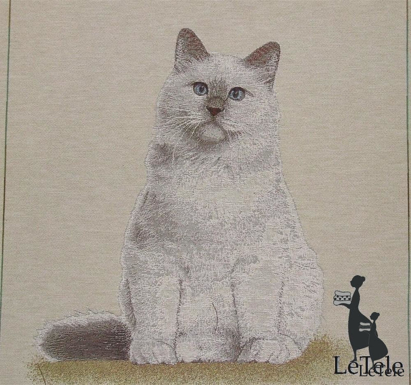 tessuto arredo in gobelin cuscini/shopper cm 47X47 "gatto bianco" - letele.it tessuti arredo