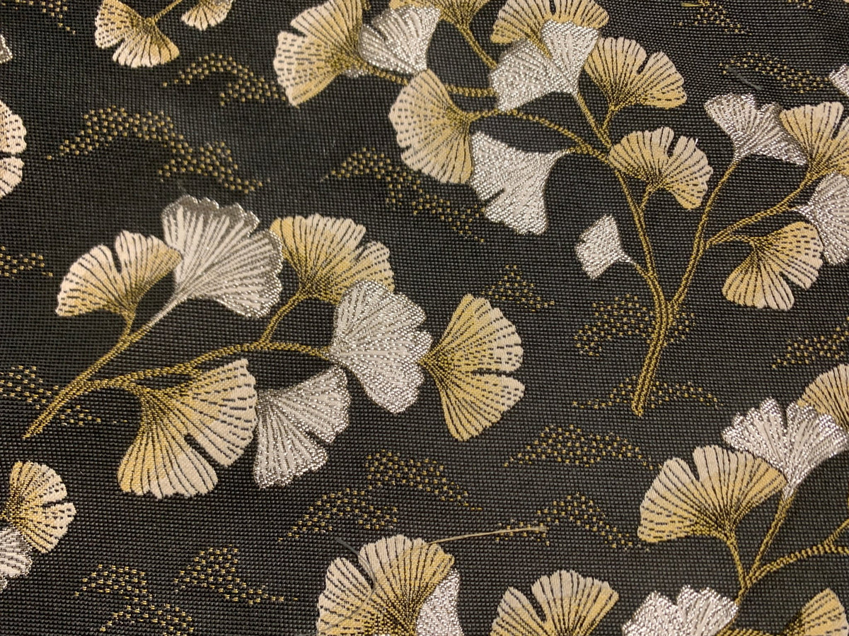 tessuto arredo jacquard "Ginkgo" graphite - letele.it tessuti arredo