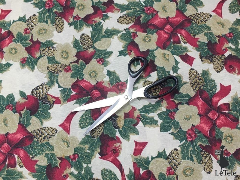 tessuto arredo natalizio in cotone stampato alt .280 cm "Solden" - letele.it tessuti arredo
