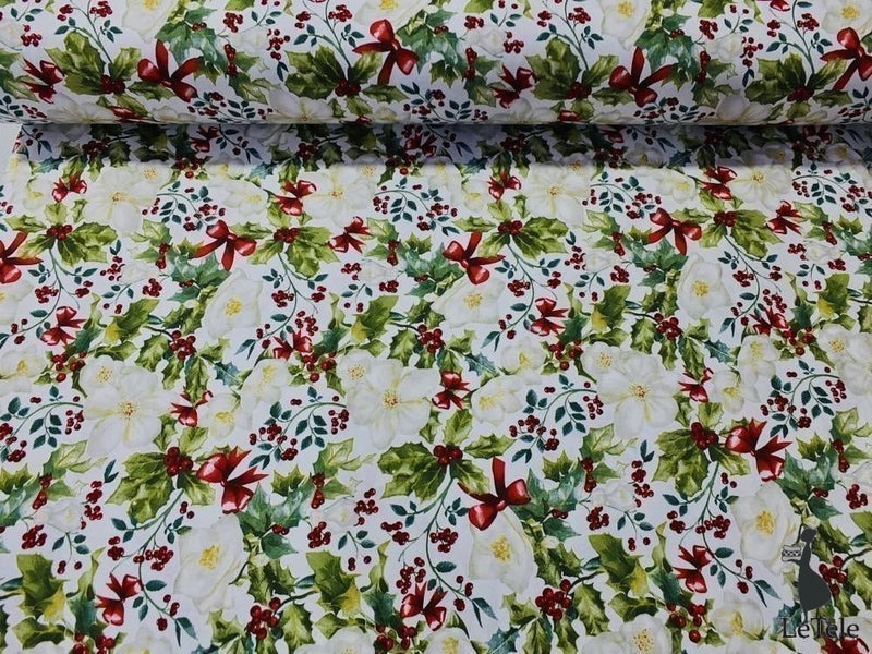 tessuto arredo natalizio in cotone stampato alt .280 cm "winnipeg" - letele.it tessuti arredo