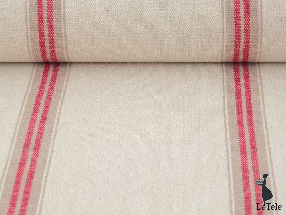 tessuto in canvas di cotone "paca" rayure rosso - letele.it tessuti arredo
