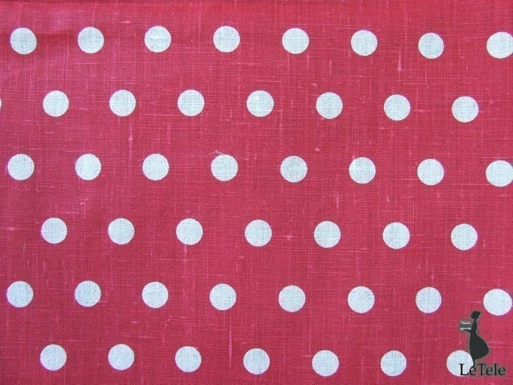 tessuto in lino stampato "pastille fond rouge" - letele.it tessuti arredo