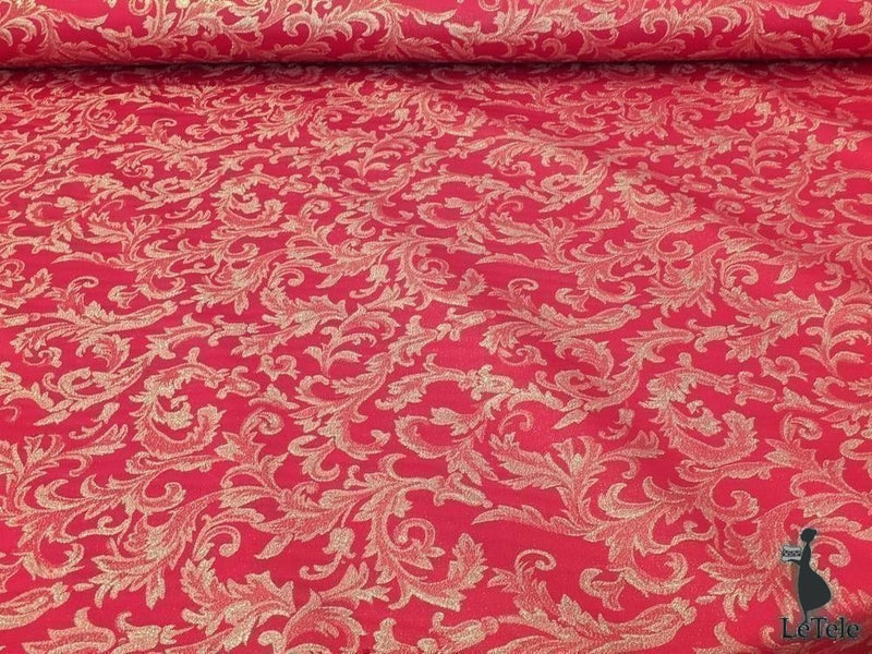 tessuto jacquard "cretonne noel rosso" alt 280 cm. - letele.it tessuti arredo
