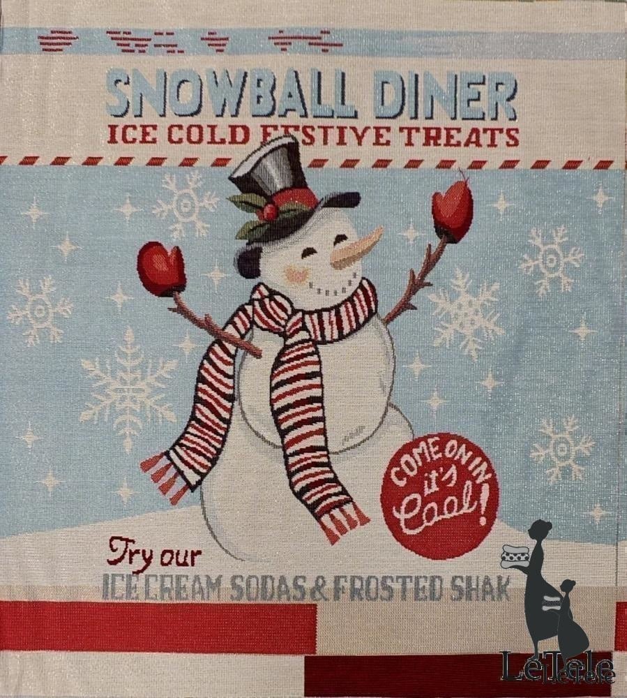tessuto natalizio gobelin formato cuscini 47x47 "Snowball diner" - letele.it tessuti arredo