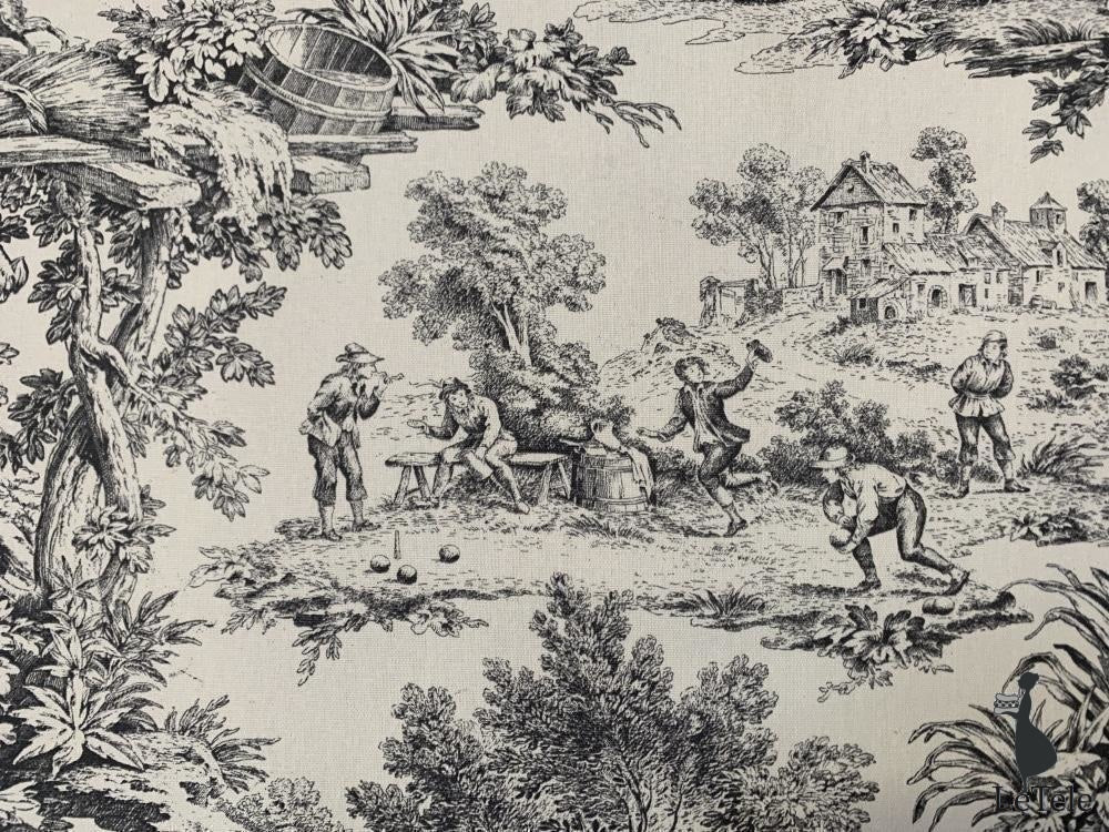 tessuto resinato antimacchia alt 140 cm. "toile de jouy" nero - letele.it tessuti arredo